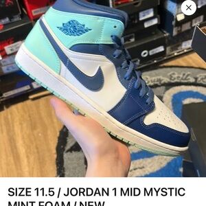 Jordan 1 Mid Blue Mint Sneakers